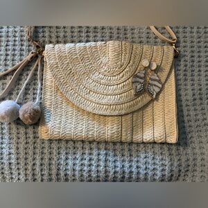Elegant Cream Woven Clutch